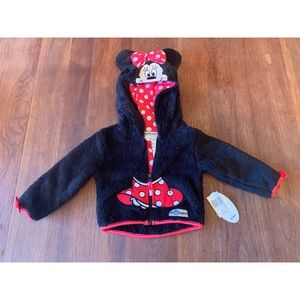 Disney Baby Girl Black Minnie Mouse Zipup Hoodie